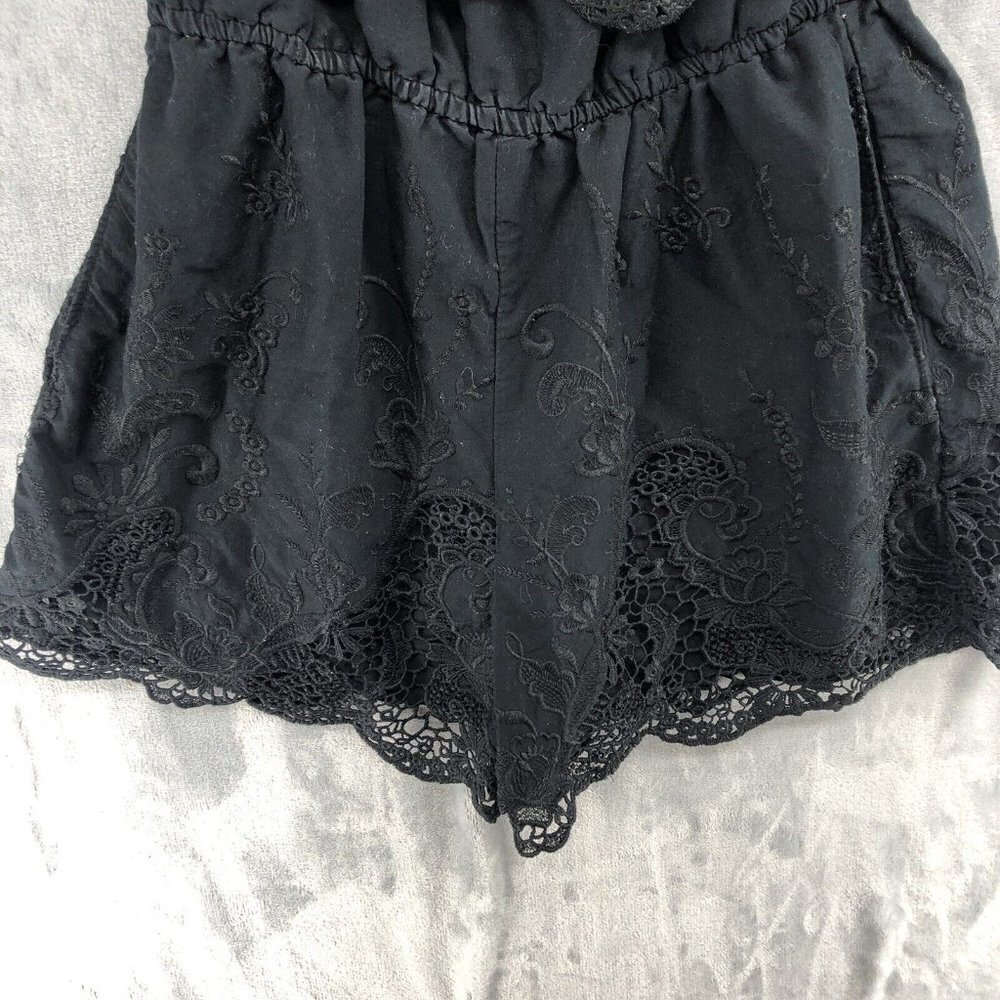 Abercrombie Fitch Romper Womens XS Black Lace Lined Boho Chic Shorts - Picture 2 of 8